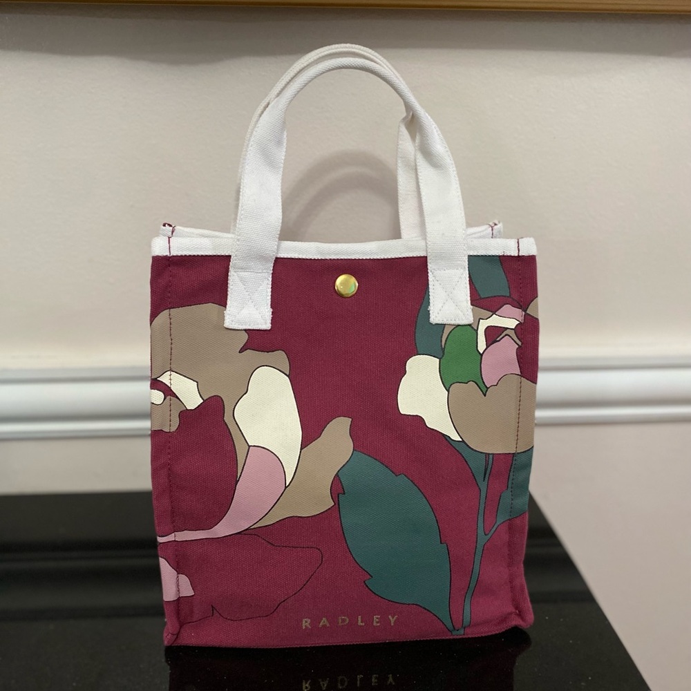 Radley London Burgundy Floral Canvas Tote Bag